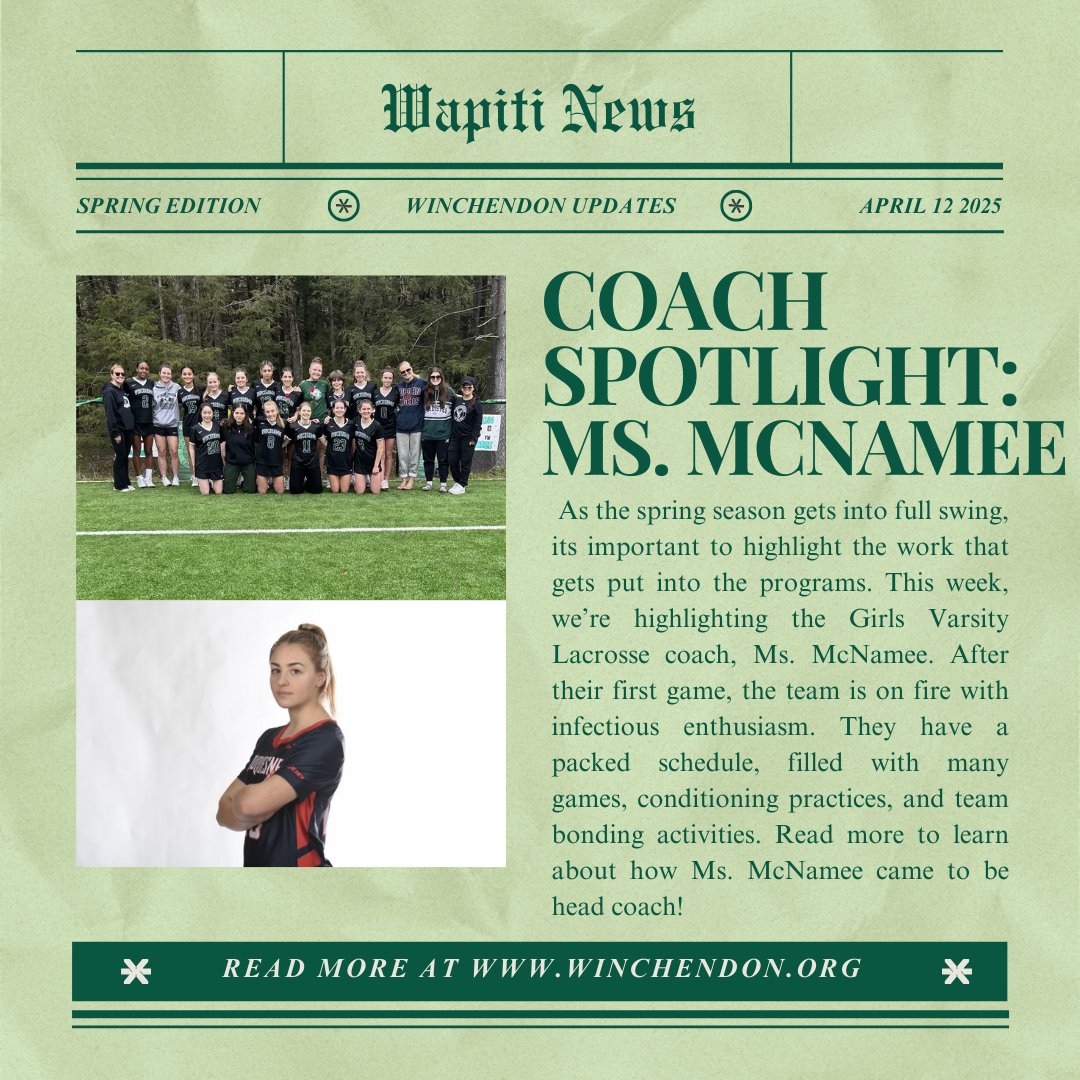 We love our faculty! From taking advantage of professional development opportunities to coaching our student athletes, they’re making a difference. These two articles by Reagan ’25 say it all! Visit the Wapiti News link in our bio to read more.

#thewinchendonschool