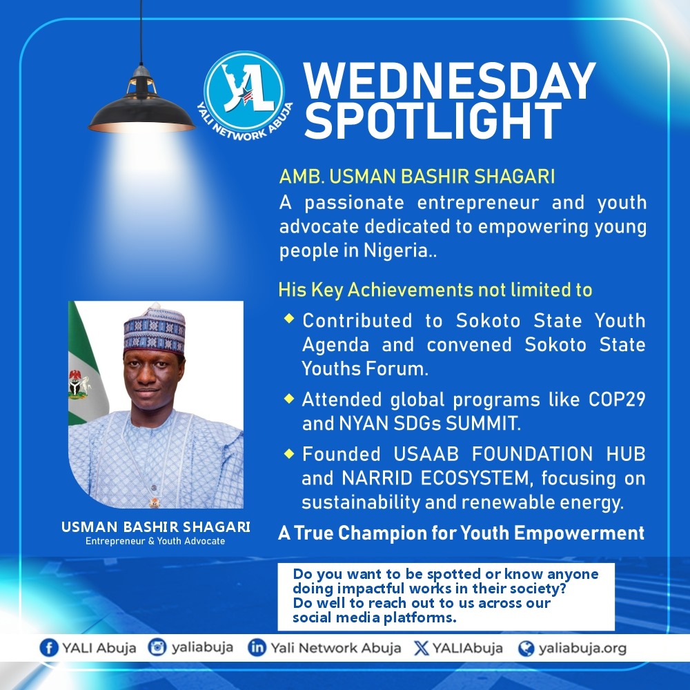 Celebrating excellence and the immense contributions of Sir Usman Bashir to the growth and betterment of humanity spanning from Sokoto State and even beyond. 

He takes the spotlight today as a champion for youth empowerment, having advocated for youth empowerment over the years.