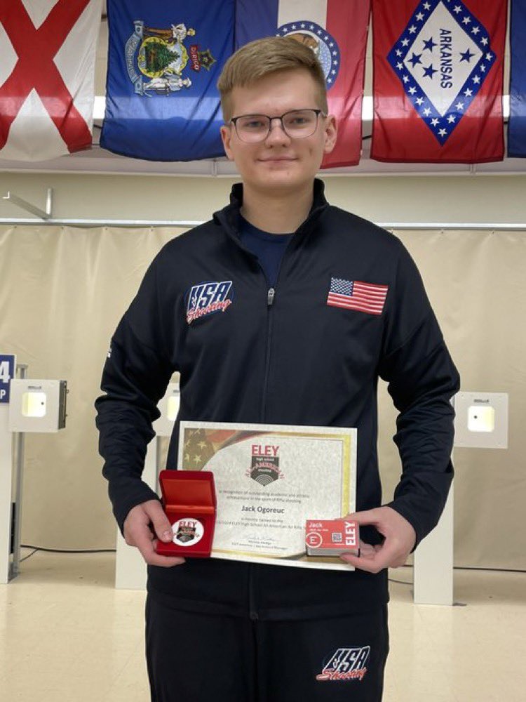 BobGreenburg's tweet photo. ALL-AMERICAN 🇺🇸
Congratulations to Grove City's Jack Ogoreuc who was named to the Eley Air Rifle All America Team. Jack also won the silver medal at the USA shooting Junior Olympic National Championship for U18.  
Jack is a WVU Rifle commit!
@WVURifle @JackOgoreuc https://t.co/JykHJZekq5