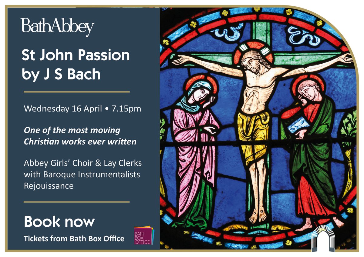 Final chance to book: 

"One of the most moving Christian works ever written by one of the greatest composers who ever lived."

🎼 St John Passion, with music by JS Bach
📅 Tonight at 7.15pm

Book now: bathboxoffice.org.uk/whats-on/372//…