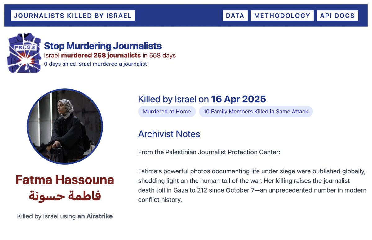 1/ Please take a moment to honor the martyred journalist:

Fatma Hassouna | فاطمة حسونة

Israel targeted the home of Fatma Hassouna in Gaza City. She was martyred with 10 family members.