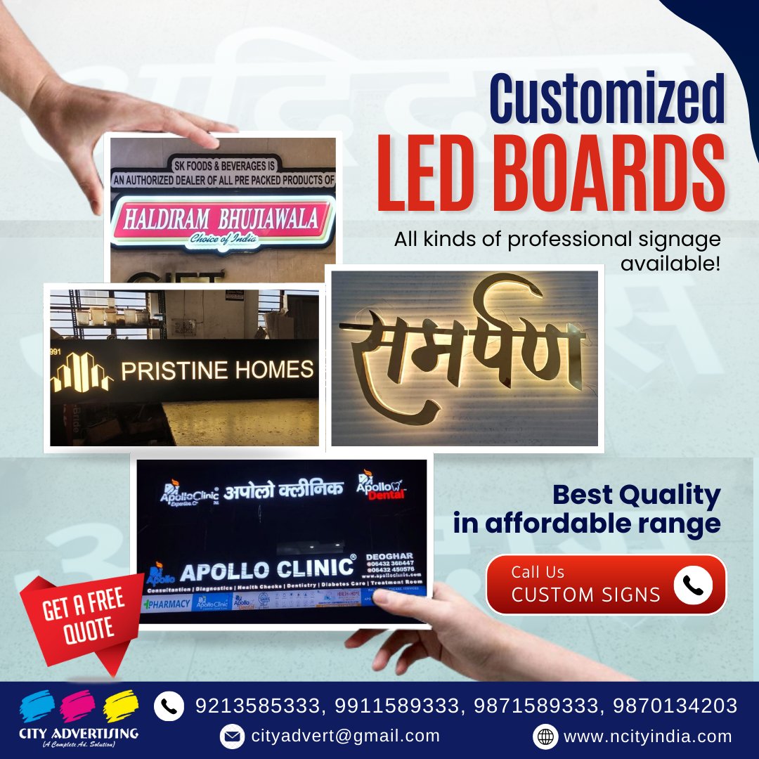 Ncityadvert's tweet image. Customized LED Boards for your brand.
Best Quality in affordable range only at City Advertising

Visit: ncityindia.com
📞 Call/WhatsApp: 9213585333, 

#Cityadvertising #ledsignage #ledsignboard #StainlessSteelLetters #ModernSigns #BusinessSigns #ledsign #acrylicsign