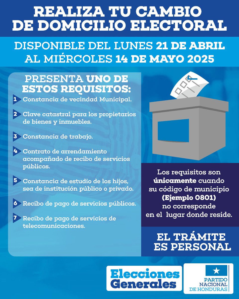 A partir del 21 de abril hasta el 14 de mayo estará disponible el cambio de domicilio para que estés listo y así votar en las elecciones de noviembre 2025.