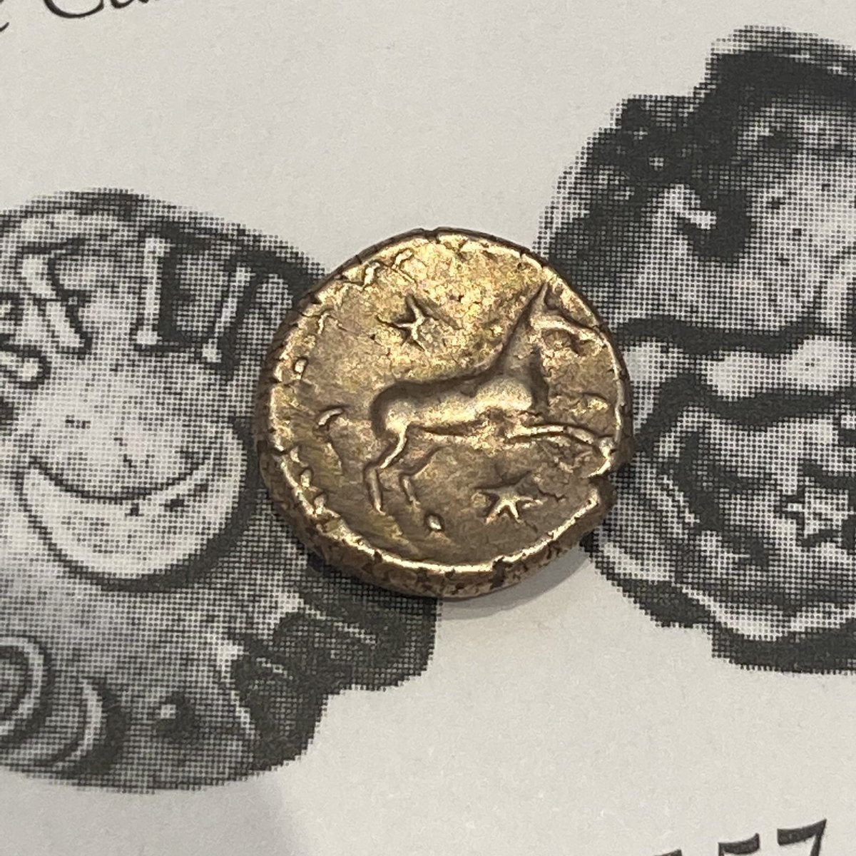 Currently working on a lovely project (or two or three) of Iron Age coins and I am in my element! Look at this gorgeous quarter Stater of Eppillus c. 20 BC - AD 1 ✨🌙