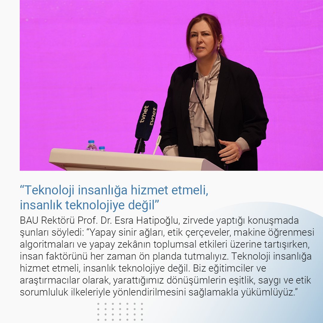 buek_mim's tweet photo. Türkiye’de ilk defa yapay zekânın kendi hazırlayıp planladığı iki gün sürecek Uluslararası Yapay Zekâ Zşrvesi, Bahçeşehir Üniversitesi Güney Kampüs’te başladı. 
Zirvenin açılış sunuculuğunu, konuşmasını kendisi hazırlayan yapay zekâ destekli “Lucia” yaptı.
https://t.co/6zTp0zHw82 https://t.co/xg2LNdQB1h