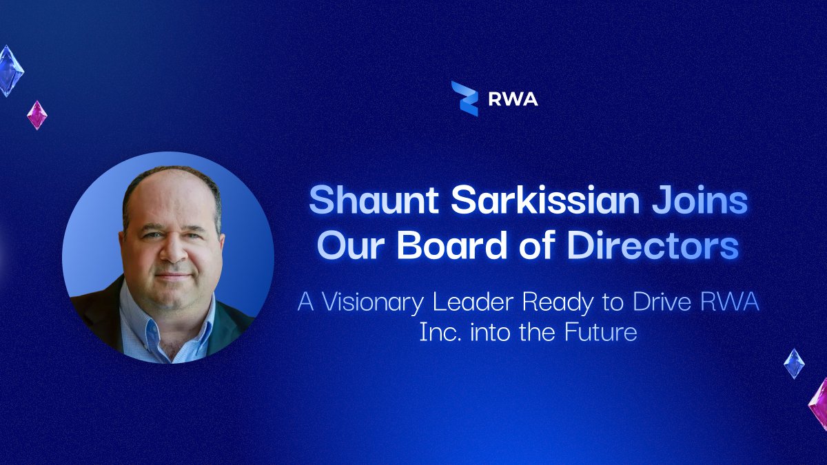 RWA_Inc_'s tweet photo. We’re proud to welcome fintech executive and entrepreneur Shaunt Sarkissian to the RWA Inc. Board of Directors.

With 20+ years leading innovation in payments, digital identity, and financial infrastructure, Shaunt brings deep expertise in scaling high-impact ventures across regulated markets.

He is the Founder & CEO of Innovian Ventures, a venture firm focused on emerging technologies, and Executive Chairman of X Co, a U.S.-based startup accelerator supporting early-stage tech companies.

Shaunt has closed strategic deals with PayPal, Google, and Groupon, and held leadership roles at The Bank of London. He has scaled startups, driven M&A, and built critical infrastructure across the global fintech landscape.

A visionary addition as we build the future of real-world assets.

Read more: https://t.co/UqgOa3r4m4

RWA Inc Blog: https://t.co/nhgfkSc3iz