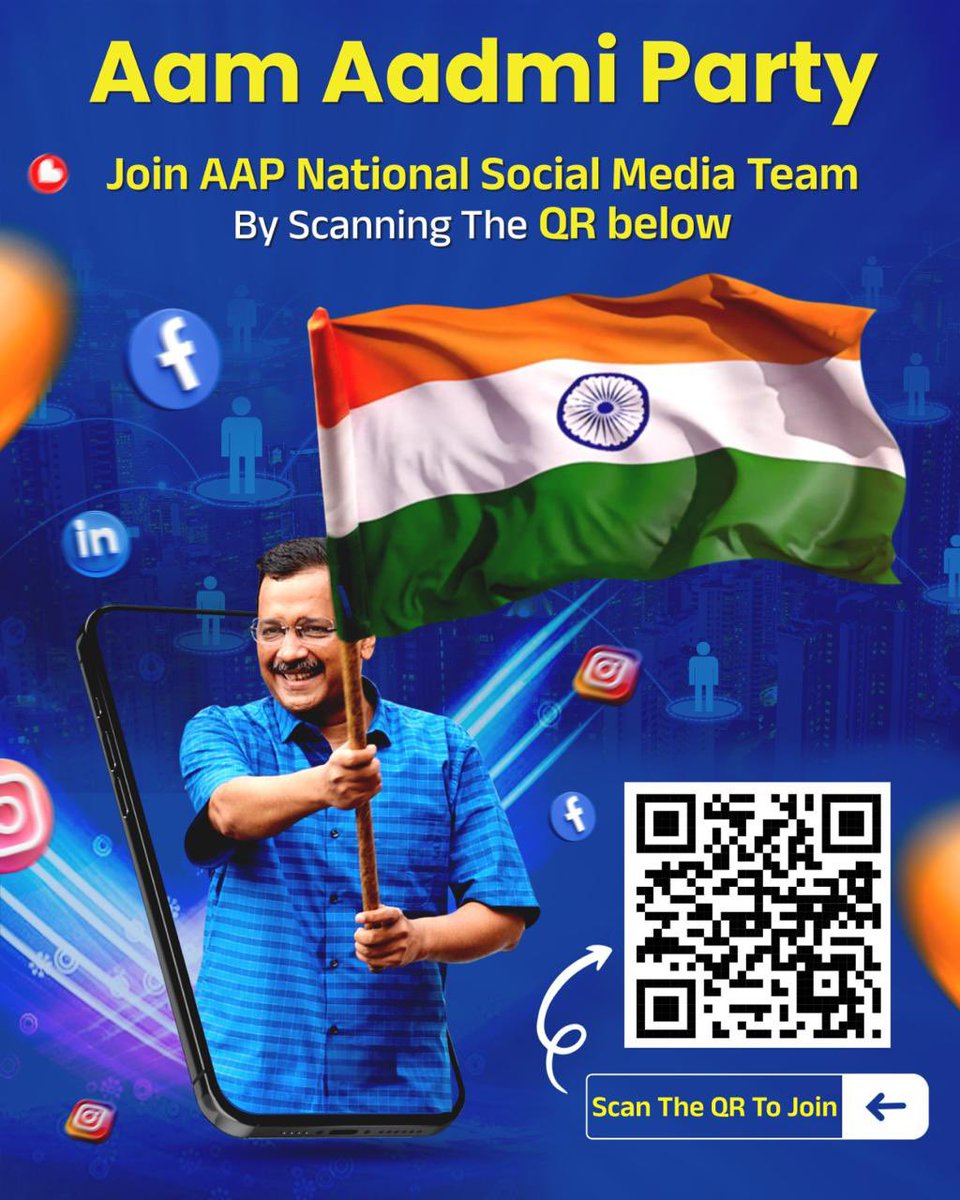 AtishiAAP's tweet image. Join Aam Aadmi Party&apos;s National Social Media Team to take &apos;Kaam Ki Raajneeti&apos; forward 👩‍💻👨‍💻

Scan the QR Code to join 👇