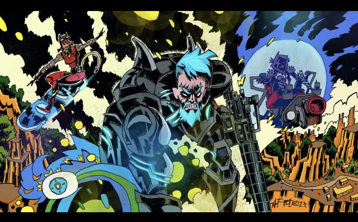 JimMahfood's tweet image. FORTNITE loading screen magic. Always stoked to be along for the ride @epicgames ⚡️
Colors by @justin3000stewart
#fortnite #epicgames #loadingscreen #videogame #arcade #dynamite #illustration #psychedelic #visualfunk #foodone #jimmahfood