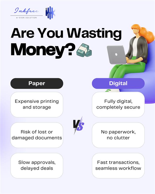 InkFreeEsign's tweet photo. Are you still paying for paper-based processes in 2025? It’s time to eliminate the delays, storage costs, and risks of lost documents. Switch to digital signing for a faster, more secure way of doing business.

#paperless #digitalsignatures #savemoney #businesssolutions https://t.co/dfpNOH1M92