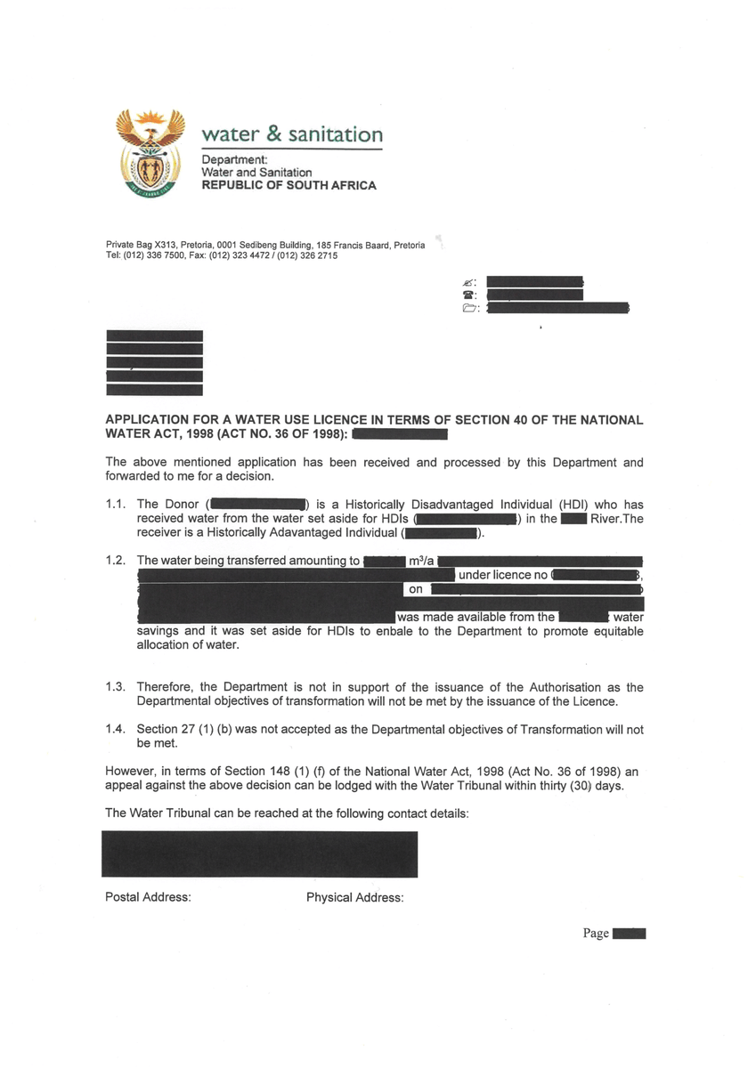 Skokkend! 
Departement diskrimineer teen witboere oor waterregte. VEG saam met @AfriForum teen diskriminasie vir waterregte.
Klik hier en stop raskwotas vir watergebruik - tinyurl.com/s6542s2j