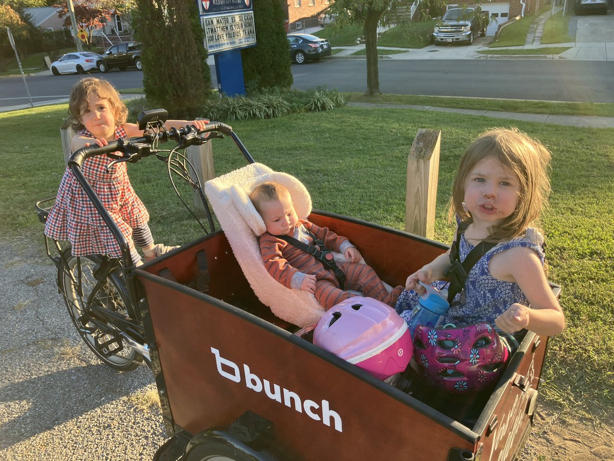 Leah Libresco Sargeant (@leahlibresco) on Twitter photo At 4.5, 2.5, and 3mo, it was the <a href="/BunchBikes/">Bunch Bikes - Family Cargo Bikes</a> that made it possible for me.
I just had to load and unload kids, but the transit between points A-B was easy and didnโt tire me out like a stroller would.
Plus I had this offer of help: At 4.5, 2.5, and 3mo, it was the <a href="/BunchBikes/">Bunch Bikes - Family Cargo Bikes</a> that made it possible for me.
I just had to load and unload kids, but the transit between points A-B was easy and didnโt tire me out like a stroller would.
Plus I had this offer of help:
