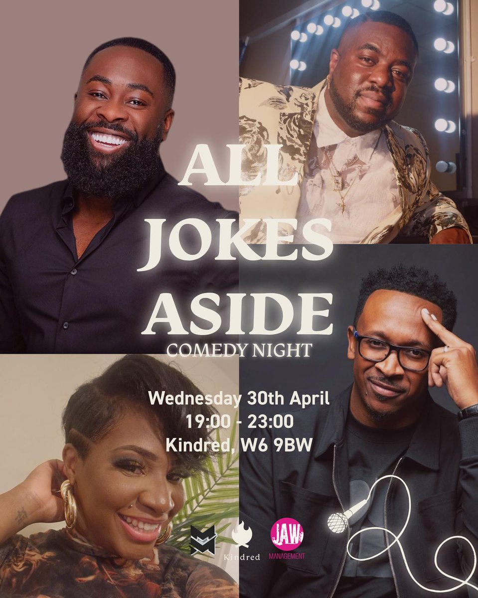 What a line up we have for you..

Join us on Wednesday 30th April for an amazing night of comedy as usual.

Acts on the night 

<a href="/kojoanimlive/">Kojo Anim</a> 
<a href="/kayloudmouth/">Kayleigh Loudmouth</a>
<a href="/LateefLovejoy/">Lateef Lovejoy</a>

Host : <a href="/travisjayent/">Travis Jay</a>
DJ : <a href="/DJCindeRella/">Cinde Rella</a>

♥️

link.dice.fm/bAZFaPoReSb?sh…