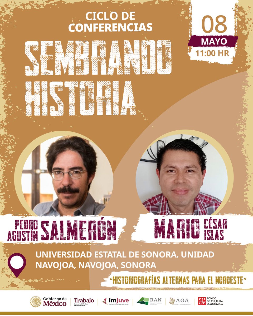 Tierra de rebeldes, de revolucionarios de pueblos que resisten.

#SembrandoHistoria va a #Sonora.

📆 Del 7 al 9 de mayo estaremos en Obregón, Navojoa, Etchojoa, Huatabampo y Álamos. 

<a href="/LectorHistoria/">Pedro Salmerón Sanginés</a> <a href="/AGA_Mexico/">Archivo General Agrario</a> <a href="/imjuvemx/">imjuvemx</a> <a href="/FCEMexico/">Fondo de Cultura Económica</a>