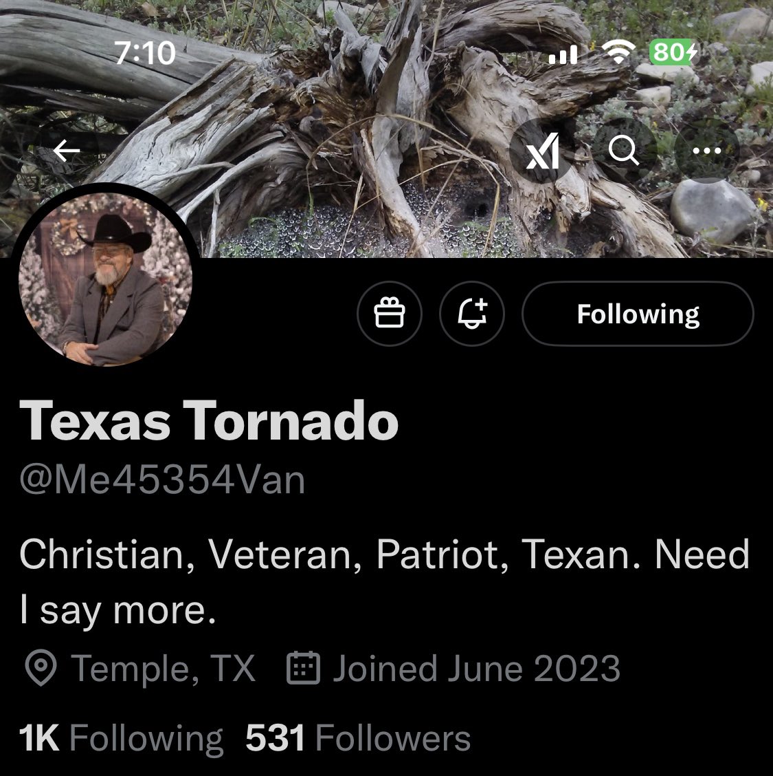 Conservative Cat (@lynnhall268) on Twitter photo Please give <a href="/Me45354Van/">Texas Tornado</a> a follow and a repost or shoutout to show our gratitude for his service.
Veteran
Thank you for your service. We appreciate you.
*These shoutouts are unsolicited and a show of gratitude and respect and are not a request for a follow back. They are Please give <a href="/Me45354Van/">Texas Tornado</a> a follow and a repost or shoutout to show our gratitude for his service.
Veteran
Thank you for your service. We appreciate you.
*These shoutouts are unsolicited and a show of gratitude and respect and are not a request for a follow back. They are