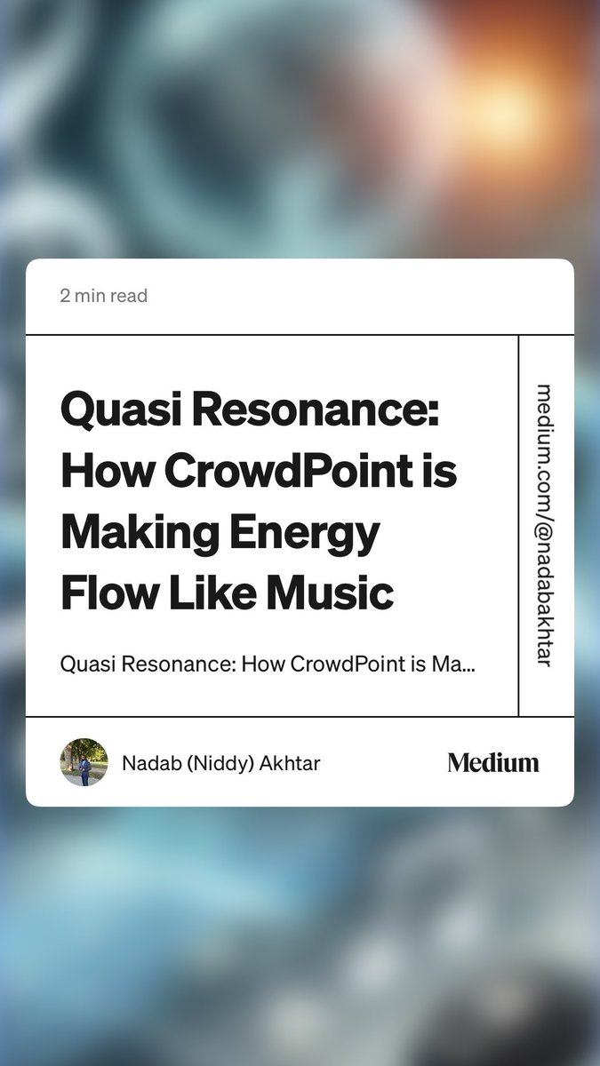 nadab_nua's tweet photo. What if energy could flow like music—on beat, in sync, and without waste? Quasi resonance is how CrowdPoint is making that a reality.
#EnergyTech #AI #SmartGrid #VPP #CleanEnergy #CrowdPoint  https://t.co/iukJUPROh7 https://t.co/QS3A5tKZsj