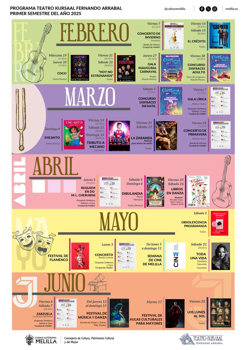 🎭Programación cultural de mayo en el <a href="/Kursaal_Melilla/">Kursaal Melilla</a>

📌3 | Obsolescencia programada – Nuria Fernández
💃Festival de Flamenco
🎼5 | Concierto de bandas sonoras – <a href="/Asbanormelilla1/">AsbanorMelilla</a> 
🎬5-11 | XVII Semana de Cine
🎤31 | Toda una vida – Estefanía Saavedra

<a href="/cultura_melilla/">Cultura Melilla</a>