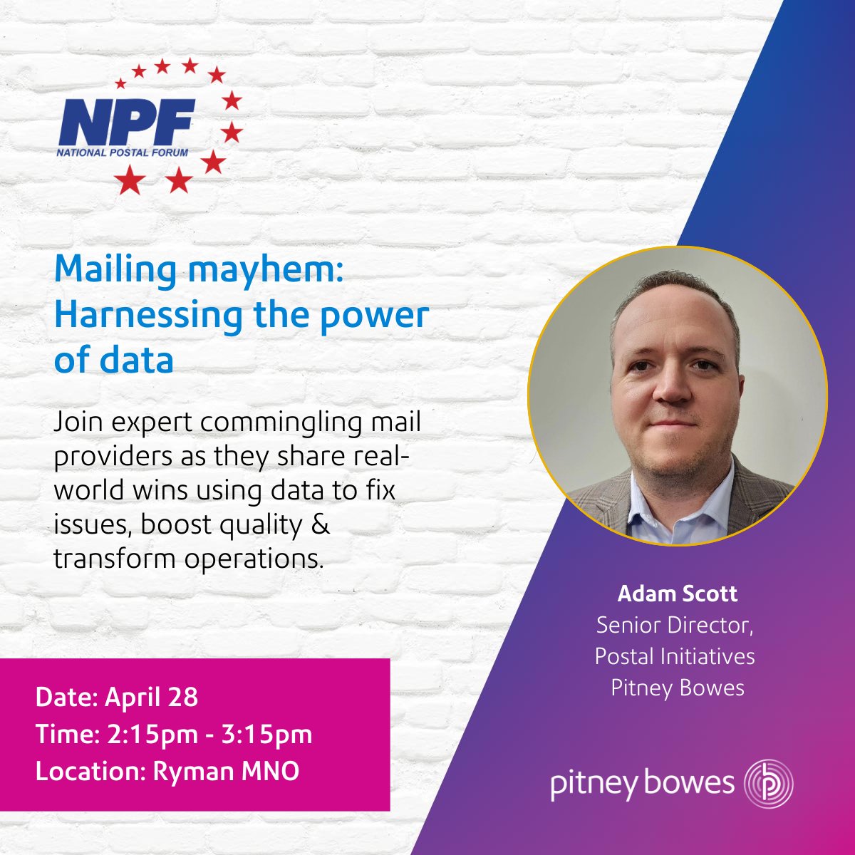 Pitney Bowes (@pitneybowes) on Twitter photo Tired of #mailing mayhem? See how #data turned it around. Real stories shared live at <a href="/postalforum/">National Postal Forum</a>. spr.ly/6018FNrsK #NPF #NPF2025 #commingle Tired of #mailing mayhem? See how #data turned it around. Real stories shared live at <a href="/postalforum/">National Postal Forum</a>. spr.ly/6018FNrsK #NPF #NPF2025 #commingle