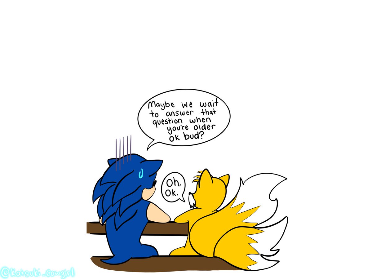katscowgirlart's tweet photo. Sonic never thought tails would ask such a question…

#sonic #sonicthehedgehog #sonicmovie #sonicmovie2 #sonicmovie3 #knuckles #knucklestheechidna #rougethebat #shadow #milestailsprower #tails #tailsthefox #brothers #sonicedit #shadowedit #thatquestion https://t.co/q9yUbjRaco