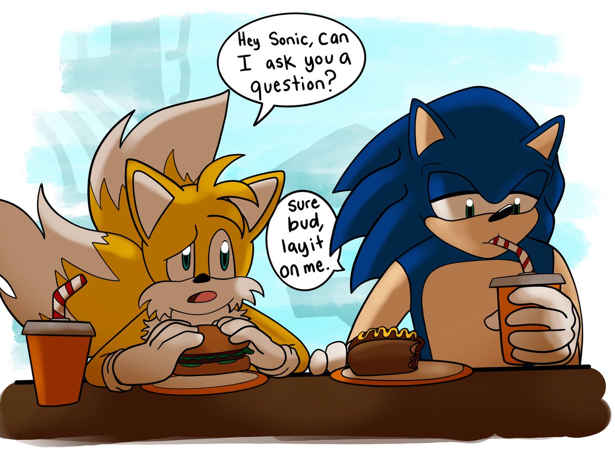 katscowgirlart's tweet photo. Sonic never thought tails would ask such a question…

#sonic #sonicthehedgehog #sonicmovie #sonicmovie2 #sonicmovie3 #knuckles #knucklestheechidna #rougethebat #shadow #milestailsprower #tails #tailsthefox #brothers #sonicedit #shadowedit #thatquestion https://t.co/q9yUbjRaco