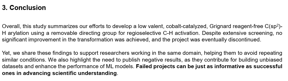 Pleasantly surprised to read this article on <a href="/ChemRxiv/">ChemRxiv</a> . The authors conclude their article summarizing well as to why negative results are important when it comes to research!! any data is good data!!