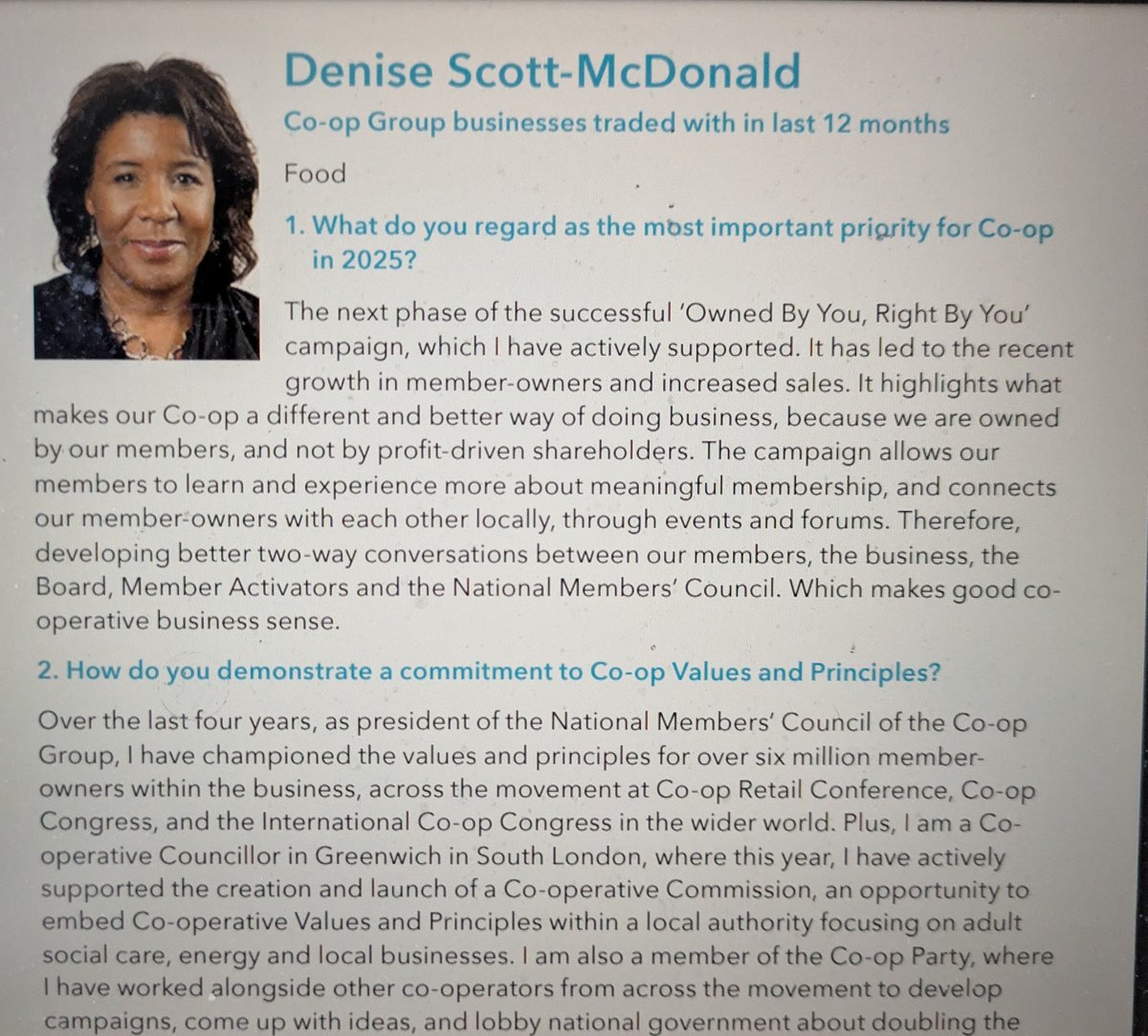 I am restanding for the Co-op Group's National Members Council. If you live in London and shop in the Co-op with the blue membership card or app please VOTE for me!!!