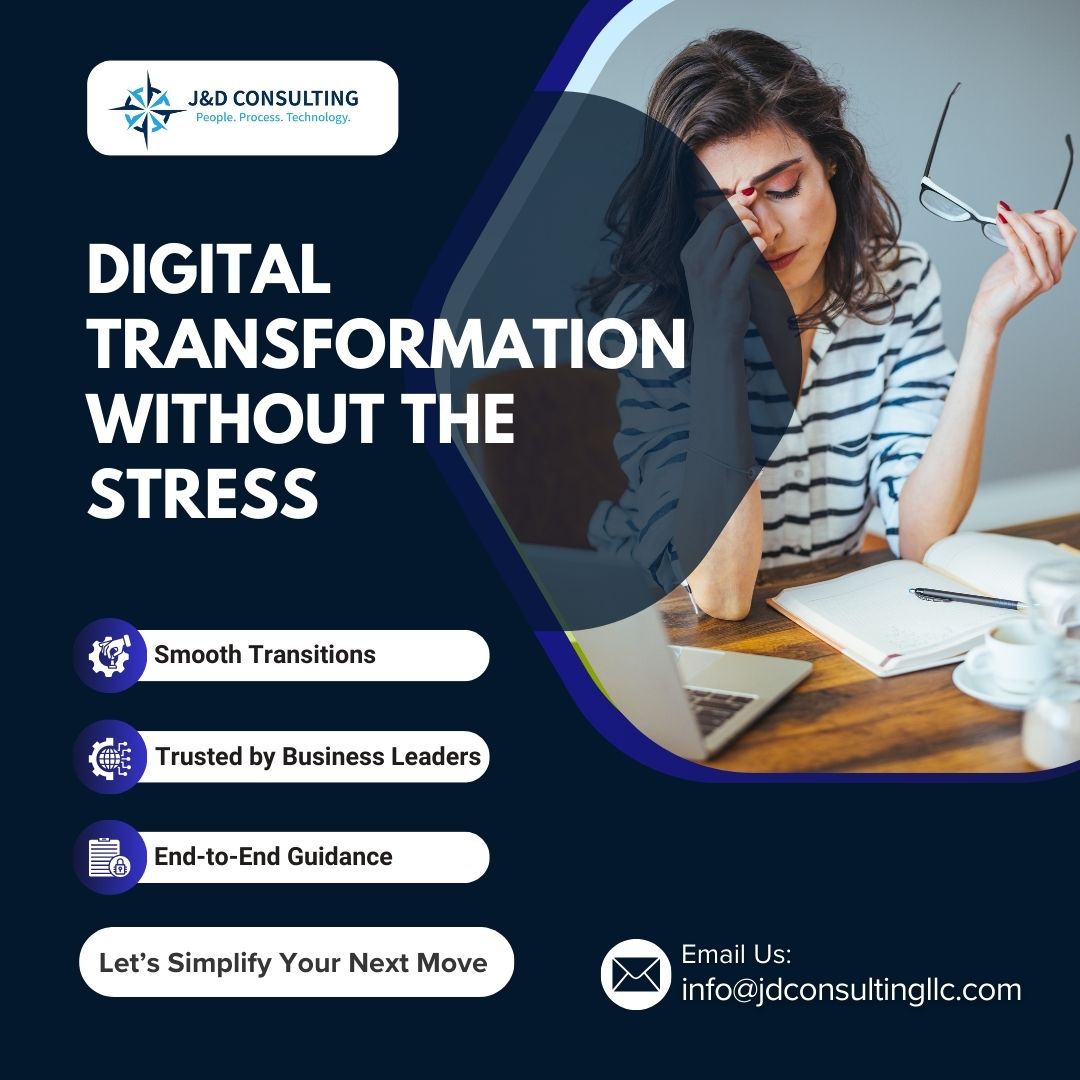 jdconsulting1's tweet image. Tech upgrades shouldn’t feel like tech stress.

J&amp;amp;D guides you through every step—from vendor selection to execution—without the jargon.

One client said: “You made a 9-month transition feel like a breeze.&quot;

📧 info@jdconsultingllc.com
#DigitalTransformation #TechSimplified