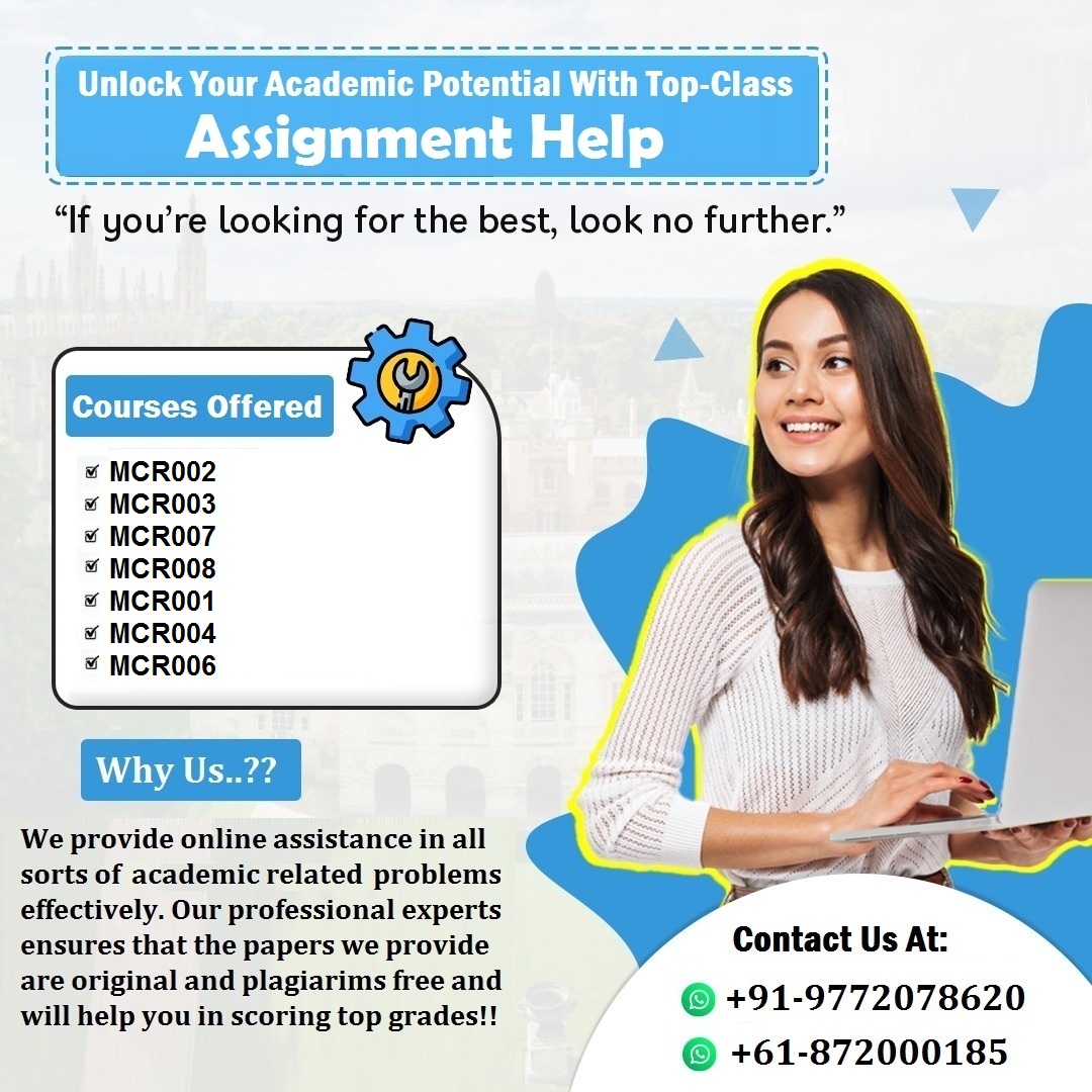 bellajohnson8's tweet image. Stuck on your MCR008 Corporate Strategy assignment at Universal Business School Sydney? Get expert help and boost your grades with ease! 💼📈
#MCR008 #CorporateStrategy #UBSS #MCR002 #MCR003 #MCR007 #MCR008 #MCR001 #MCR004 #MCR006 #MCR009 #AssignmentHelp #BusinessSchool