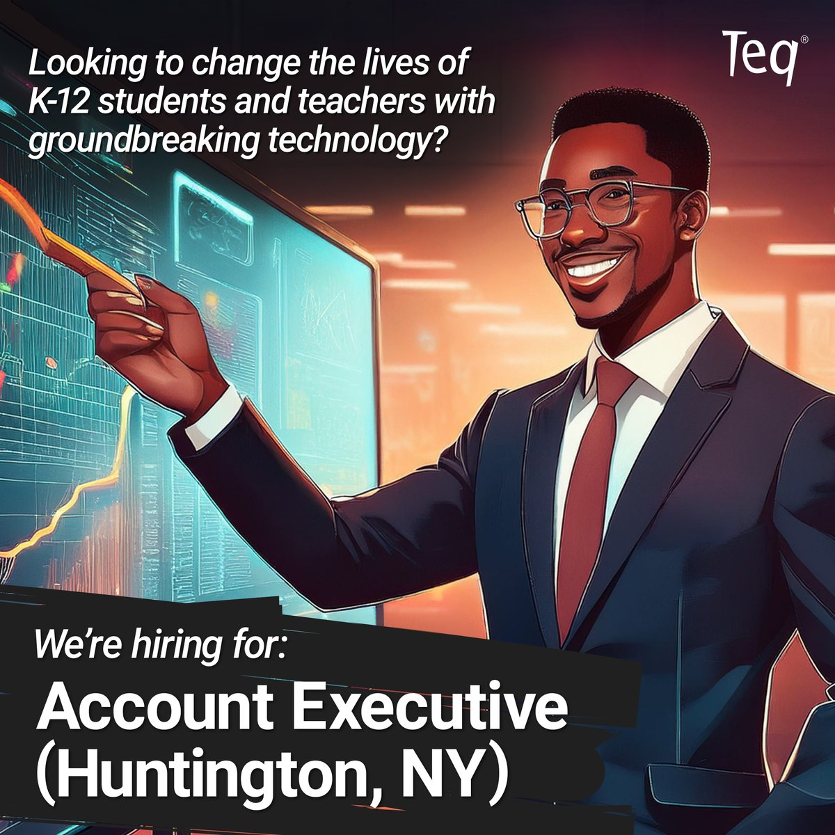 OTIS4educators's tweet photo. Calling all go-getters in NY/Long Island! Teq is hiring for an Account Executive at our office in Huntington Station! Get involved and make a difference, apply to Teq! Send your cover letter and resume to careers@teq.com or apply here: https://t.co/nMdfBiGo7f #hiring #openrole https://t.co/4ZPFk9vmL6