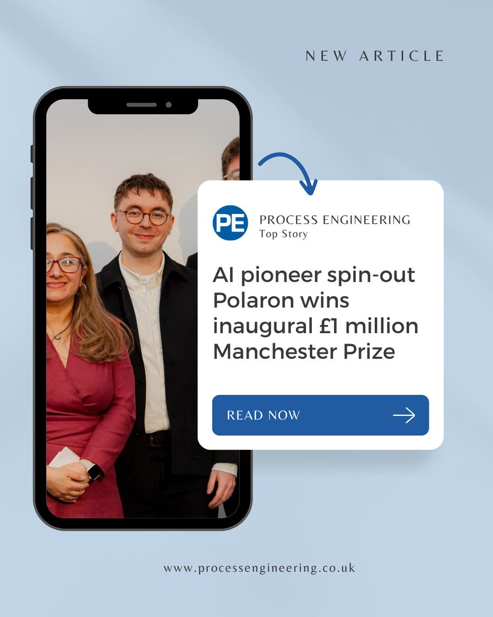 The first ever award of the new £1 million Manchester Prize for UK-led AI breakthroughs has gone to a 16 month old spin-out company for its work in materials innovation.

Know more: processengineering.co.uk/article/209710…

#PE #AI