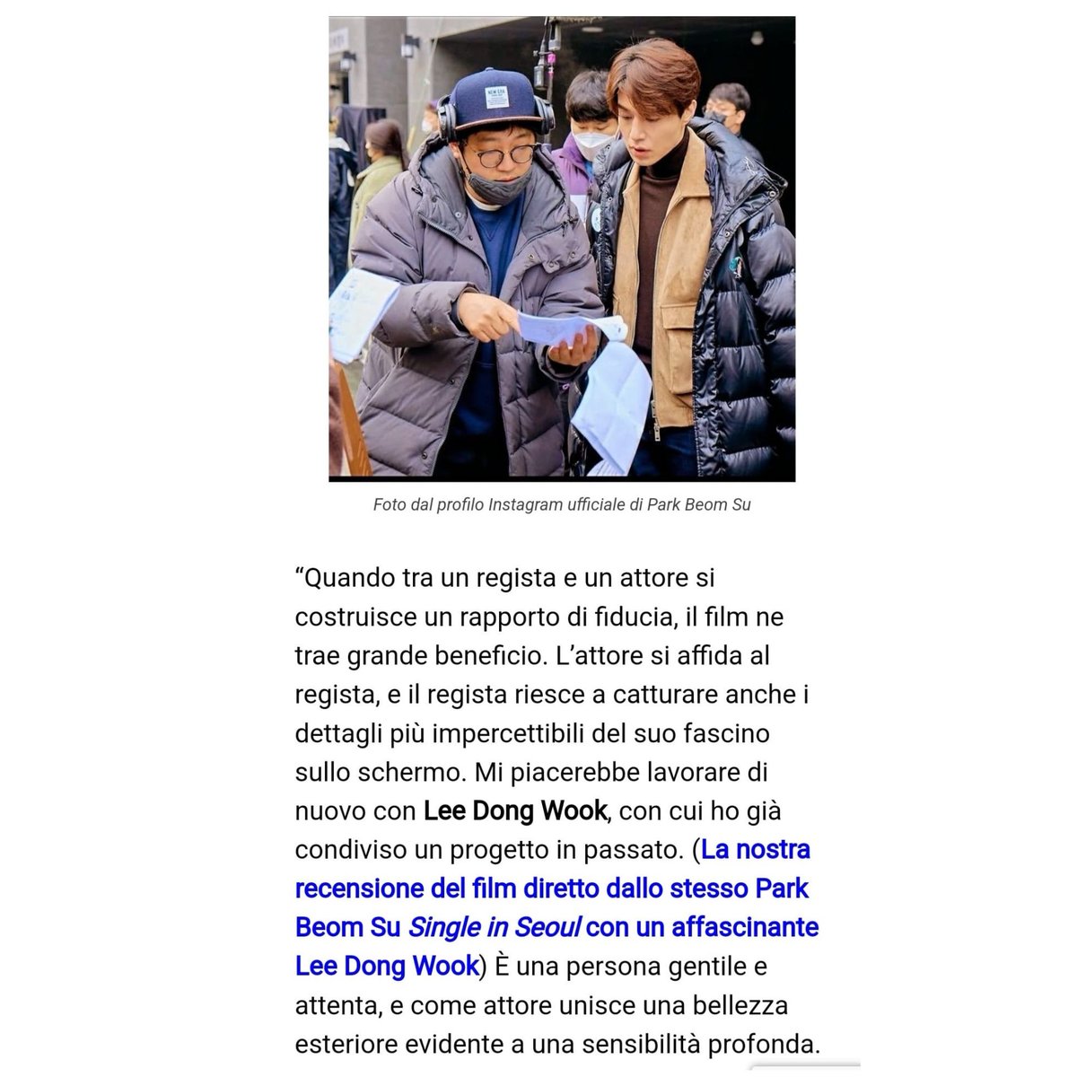 In un'intervista di Tiziana De Pasquale rilasciata alla rivista online Informa Press, il regista Park Beom Su ha dichiarato di voler lavorare di nuovo con Lee Dong Wook.
 Leggila qui ⏬⏬⏬
informa-press.it/park-beom-su-e…

#leedongwook #이동욱

instagram.com/p/DIerGy3MTZ8/…