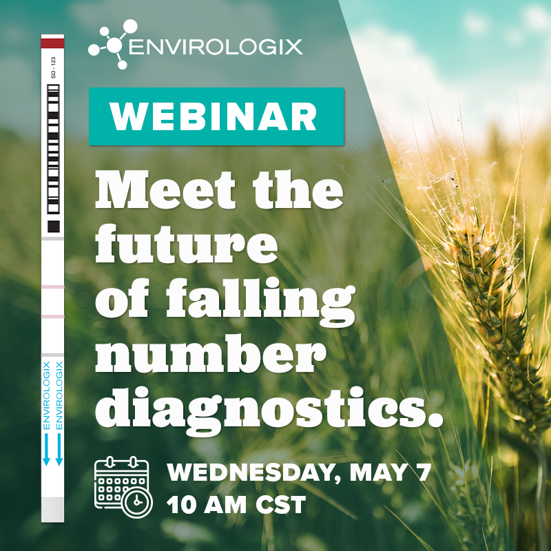 On Wednesday, May 7th at 10 AM CST global leader in rapid testing for allergens, GMOs, and mycotoxins EnviroLogix will be hosting a webinar demonstrating their new alternative to falling number diagnostics, the TotalTarget for Sprout Damage.
Register here: register.gotowebinar.com/register/49675…
