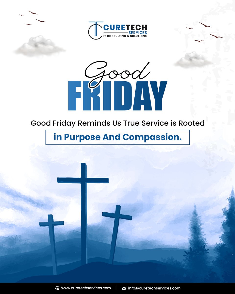CuretechIt's tweet photo. CureTech Services wishes you peace and healing on this Good Friday. May today bring calm to your heart and clarity to your path.

#GoodFriday #HealingVibes #CureTechservices #SpiritualReflection #PeacefulFriday #TechWithPurpose #FaithAndHealing #SacrificeAndGrace #GoodFriday2025 https://t.co/0x1xK11SgC