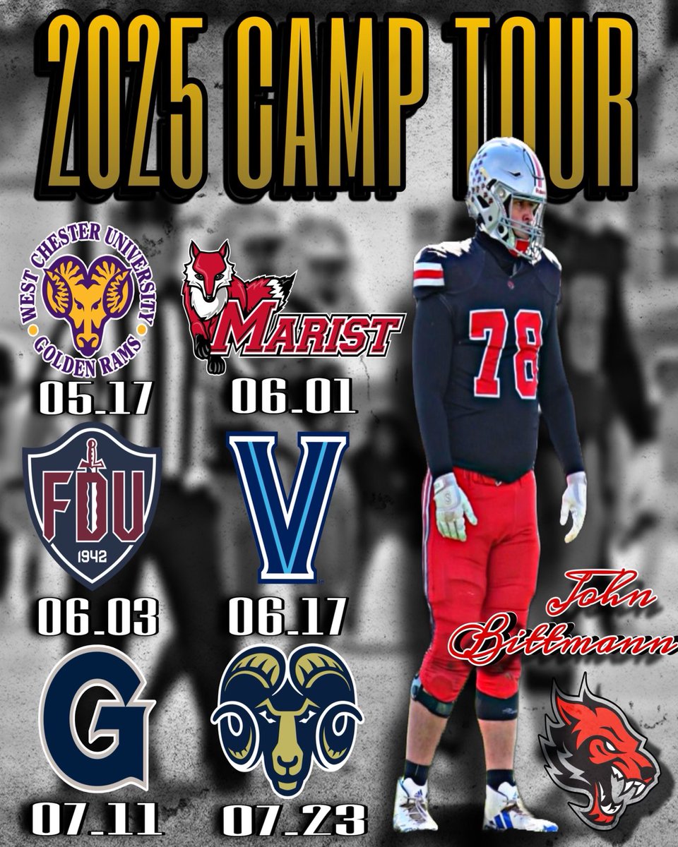 JohnBittmann78 (@jbittmann77) on Twitter photo These are all the Prospect Camps Iโm going to in 2025. Canโt wait to ball out! <a href="/WCUGoldenRamsFB/">West Chester Golden Rams Football</a> <a href="/Marist_Fball/">Marist Football</a> <a href="/FDUFootball/">FDU Football</a> <a href="/NovaFootball/">Villanova Football</a> <a href="/HoyasFB/">Georgetown Football</a> <a href="/SURamsFootball/">Shepherd Football</a> <a href="/ChetWalters11/">Chet Walters M.Ed</a> <a href="/ConradSchoolFB/">Conrad High School Football</a> These are all the Prospect Camps Iโm going to in 2025. Canโt wait to ball out! <a href="/WCUGoldenRamsFB/">West Chester Golden Rams Football</a> <a href="/Marist_Fball/">Marist Football</a> <a href="/FDUFootball/">FDU Football</a> <a href="/NovaFootball/">Villanova Football</a> <a href="/HoyasFB/">Georgetown Football</a> <a href="/SURamsFootball/">Shepherd Football</a> <a href="/ChetWalters11/">Chet Walters M.Ed</a> <a href="/ConradSchoolFB/">Conrad High School Football</a>