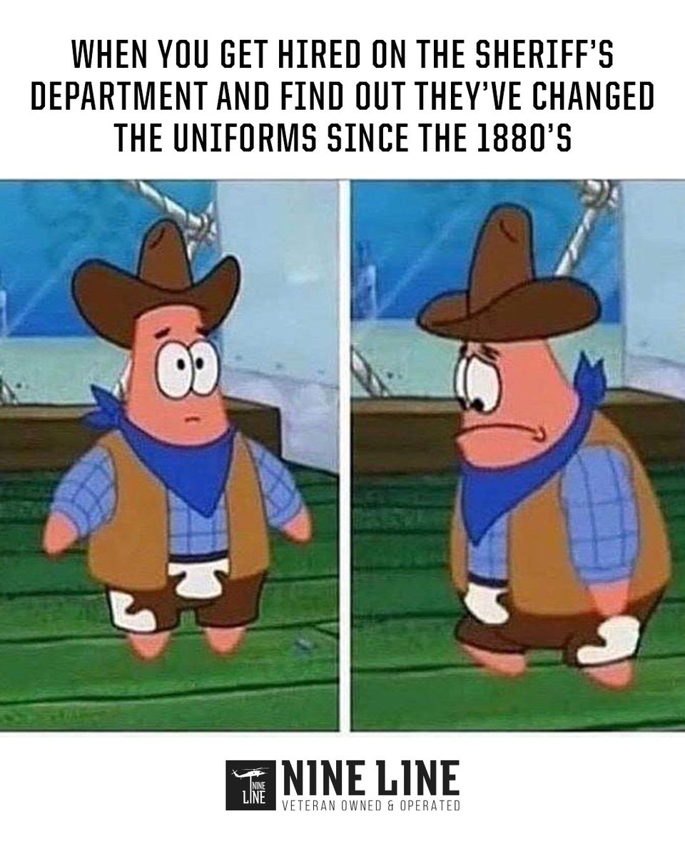 NineLineApparel's tweet photo. Wait… no spurs? No wanted posters? No duels at high noon?
#SheriffsDeputy #OldSchoolLaw #LawEnforcement #BackInMyDay #NineLineApparel https://t.co/31Z0KEoJKF