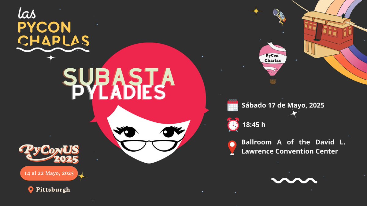🎟️ ¡#PyConUS 2025 se acerca, y también la esperada Subasta de #PyLadies! 🐍

Consigue tu entrada antes de que se agoten 👉 us.pycon.org/2025/

¿Quieres donar algo geek y creativo? Inspírate aquí:
👉 hhttps://pycon.blogspot.com/2025/03/support-pyladies-donate-to-pyladies.htm