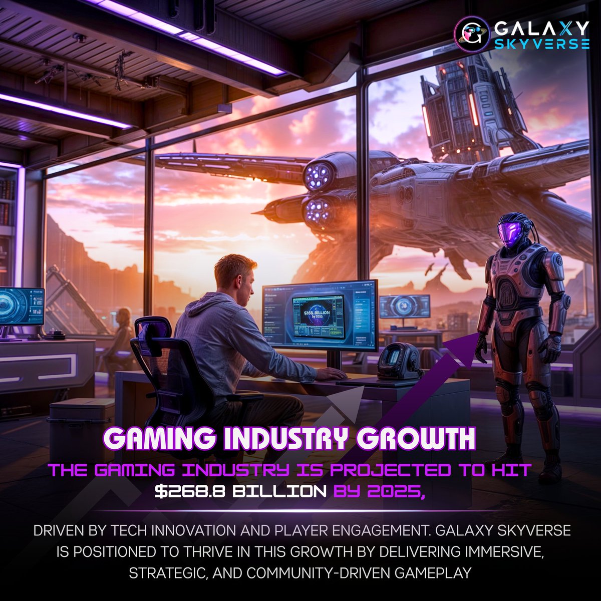 Galaxy_skyverse's tweet photo. "With the gaming industry set to reach $268.8B by 2025, Galaxy Skyverse is leading the next era of immersive, player-powered experiences." #GalaxySkyverse
#GSVToken
#GamingIndustry
#FutureOfGaming https://t.co/IG2mv0Q69r