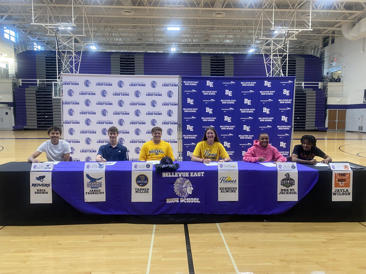 BEastAthletics_'s tweet photo. Congratulations to Bra'Ni Jackson, Jayla Wilson, Kennedy Alwine, Kris Brown, Tanner Miller and Jared Fasnacht! Good Luck with your college athletic career! https://t.co/N1JGSJtsfX