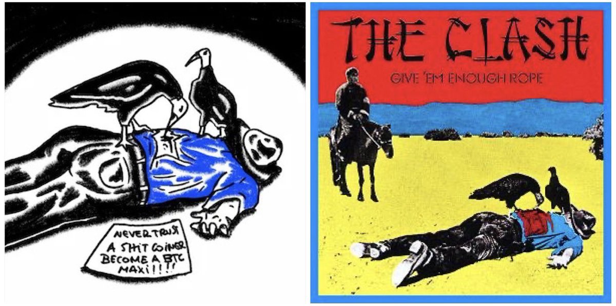 Today is THE day…<a href="/BtcBangers/">Bangers</a> are having their 3rd show.

666 hand-drawn 1/1’s. 
Packed with references going back to a time when punk rock was the epitome of counter culture and rebellion.

I picked a few of those references here for you to see.

Enjoy ! 👇 thread

The Clash