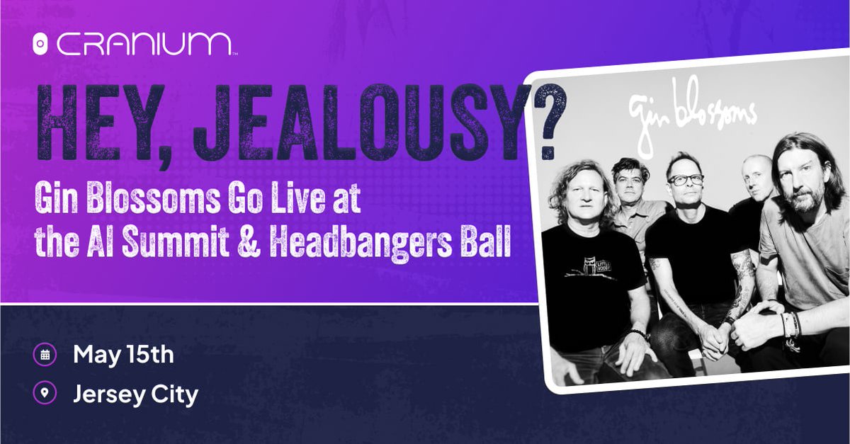 Cranium.ai (@craniumai) on Twitter photo 🎸 Ready to rock your world? Join us at the <a href="/CraniumAi/">Cranium.ai</a> AI Summit and Headbangers Ball on May 15th for an electrifying performance by the legendary Gin Blossoms! 🎶
#AISummit #HeadbangersBall #GinBlossomsLive 🎸 Ready to rock your world? Join us at the <a href="/CraniumAi/">Cranium.ai</a> AI Summit and Headbangers Ball on May 15th for an electrifying performance by the legendary Gin Blossoms! 🎶
#AISummit #HeadbangersBall #GinBlossomsLive