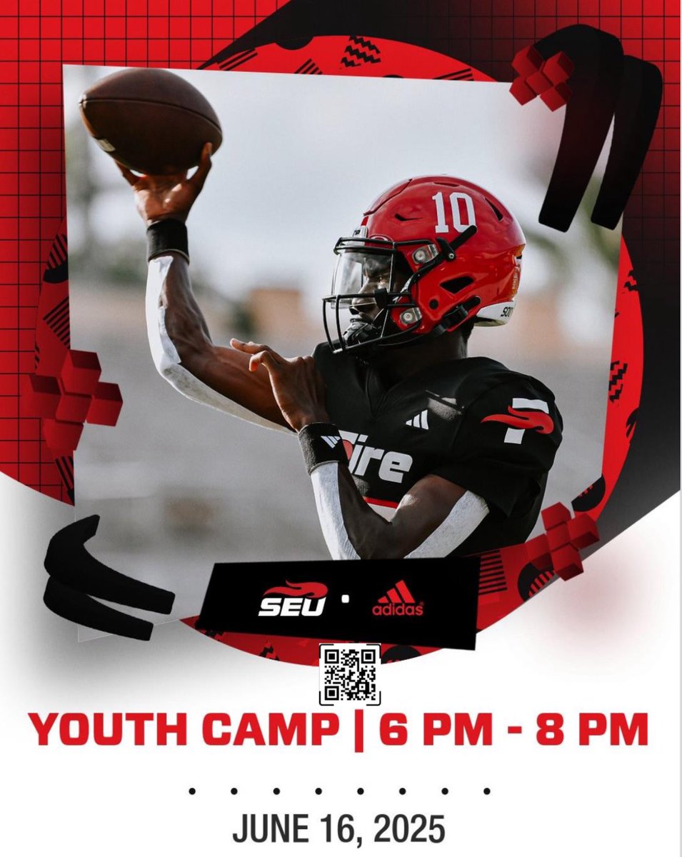 Southeastern Football (@seufirefootball) on Twitter photo <a href="/SEUFireFootball/">Southeastern Football</a> is excited to announce our 2025 Summer Camp Series!
Day 1: June 16th
Specialist Camp for Long Snappers, Kickers & Punters
…ufirefootballcamps.launchtrack.events/register/2025-…
Youth Camp for incoming 6th-8th graders
…ufirefootballcamps.launchtrack.events/register/2025-…
Registration is now open! 🔥🏈 <a href="/SEUFireFootball/">Southeastern Football</a> is excited to announce our 2025 Summer Camp Series!
Day 1: June 16th
Specialist Camp for Long Snappers, Kickers & Punters
…ufirefootballcamps.launchtrack.events/register/2025-…
Youth Camp for incoming 6th-8th graders
…ufirefootballcamps.launchtrack.events/register/2025-…
Registration is now open! 🔥🏈