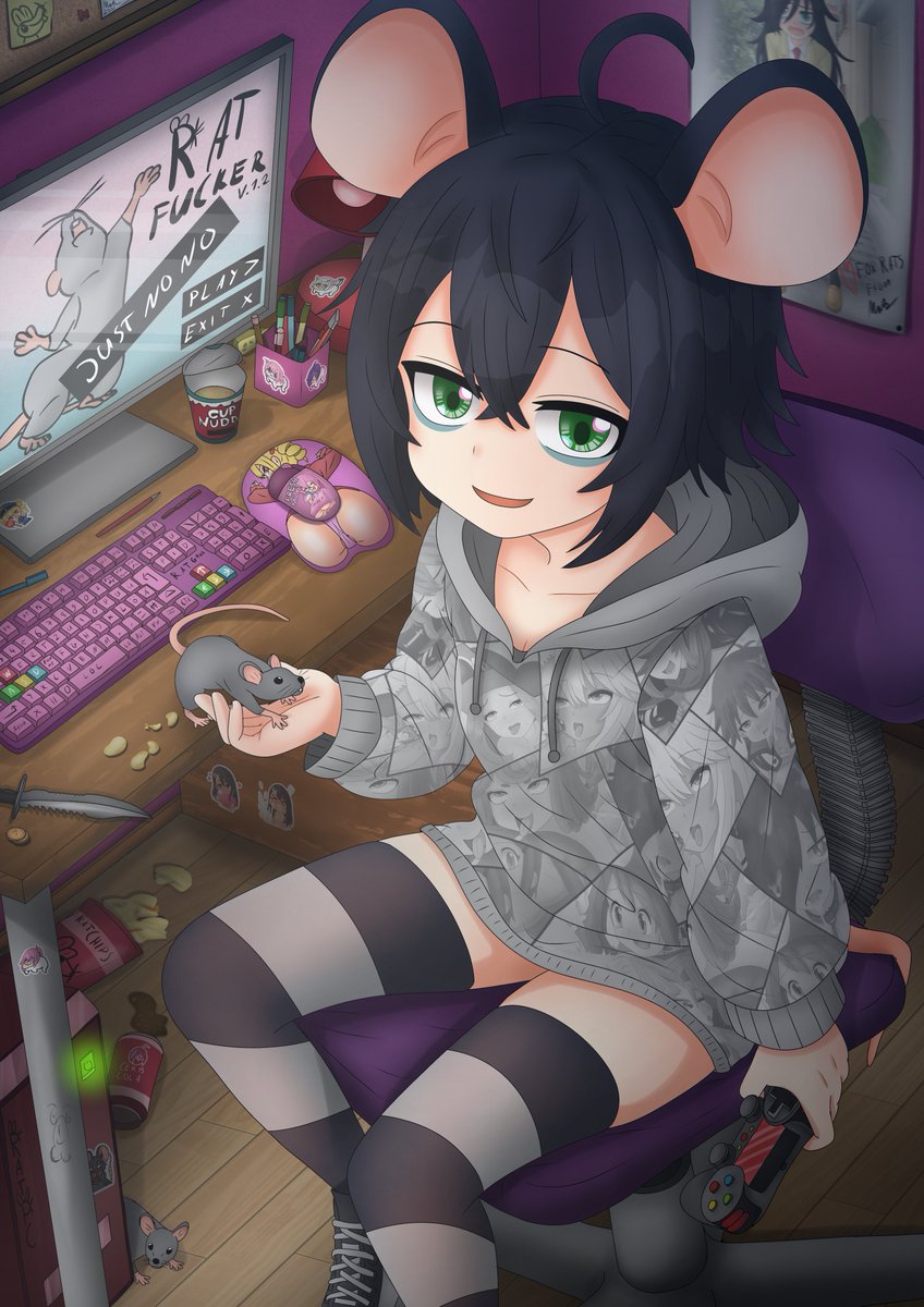 HumaneRodent's tweet photo. Hello world! I finally exist!💚🖤🐀

#NewProfilePic made by the amazing @Kaschmatz I can never thank you enough!!💛

#RatWeek2025 https://t.co/3LTvbVD3D5