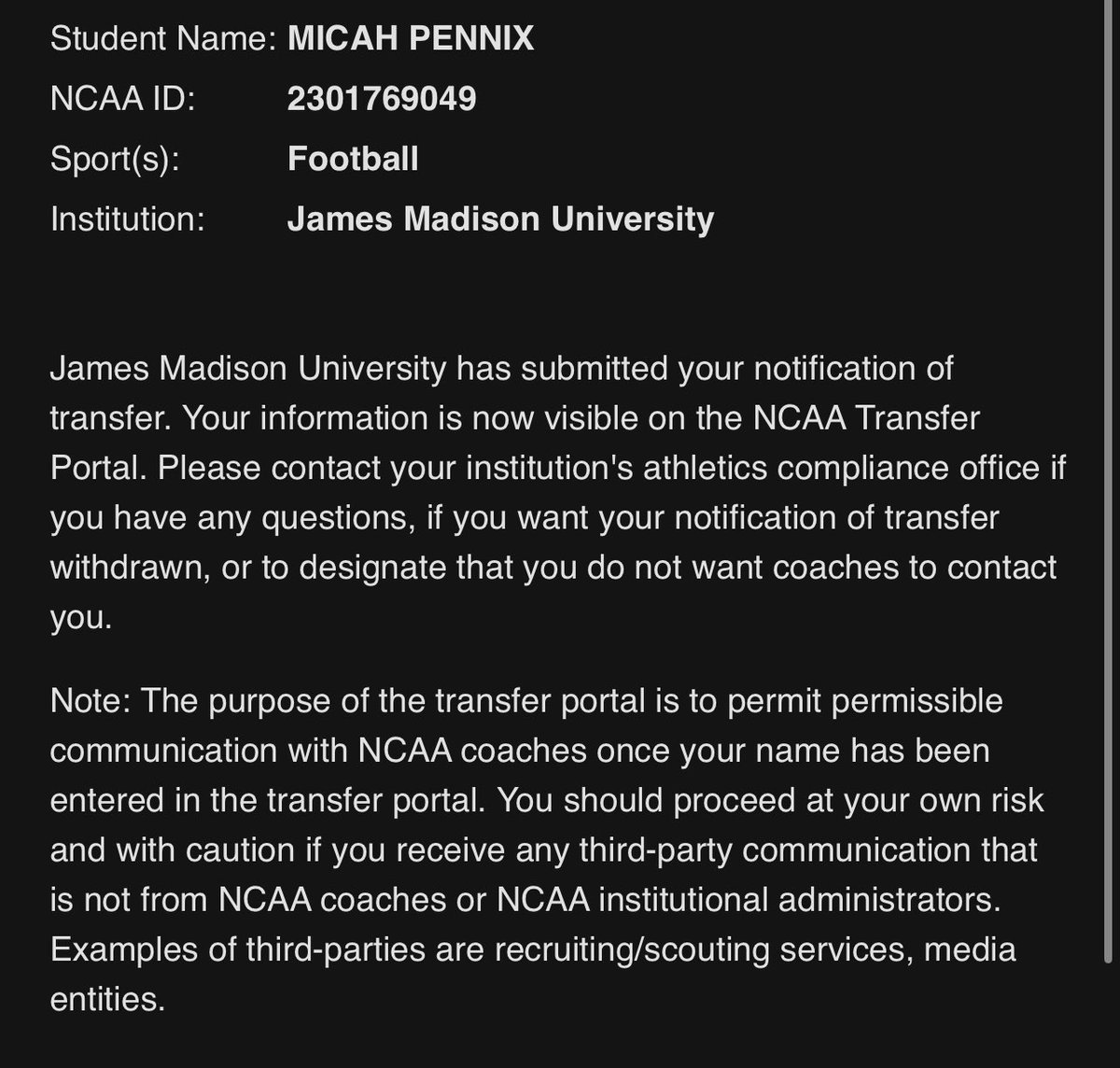 3 ⭐️ Transfer Defensive Lineman
6’1 
245-250 | DE/DT
18 Y/o With 4 Years of Eligibility Left. 
Cell: 434-209-2711