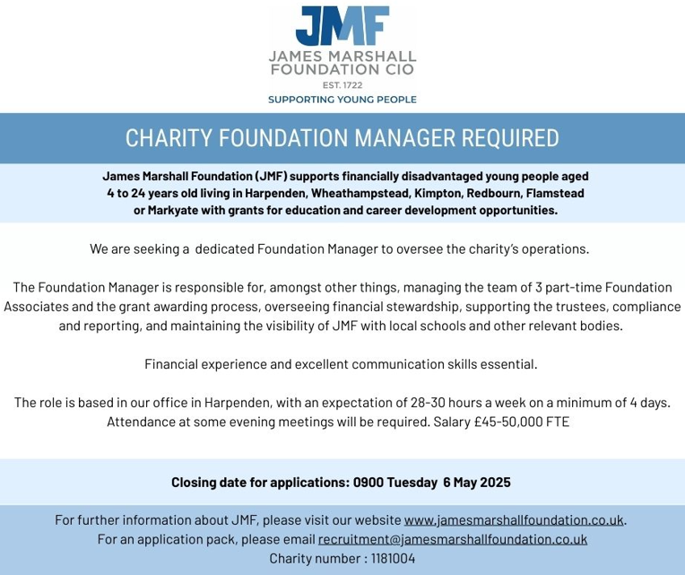 jmf1722's tweet photo. We have an exciting job opportunity for our charity based in Harpenden. https://t.co/9WS8fa0MHo