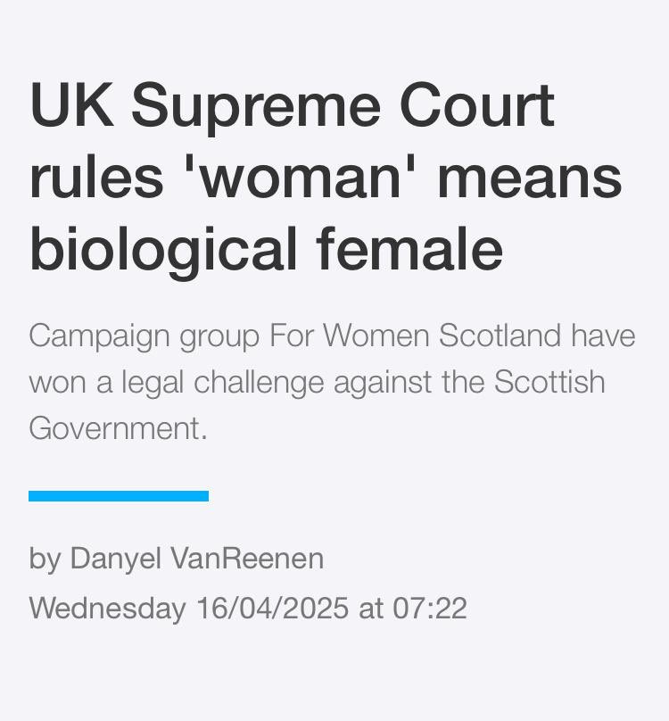 The Republic of Neasia welcomes the UK Supreme Court’s ruling affirming the definition of ‘woman’ as biological female. We are delighted by this clarity in law and fully agree with the court’s conclusion.
Truth matters, and language matters.
#Neasia #UKLaw #SupremeCourtRuling