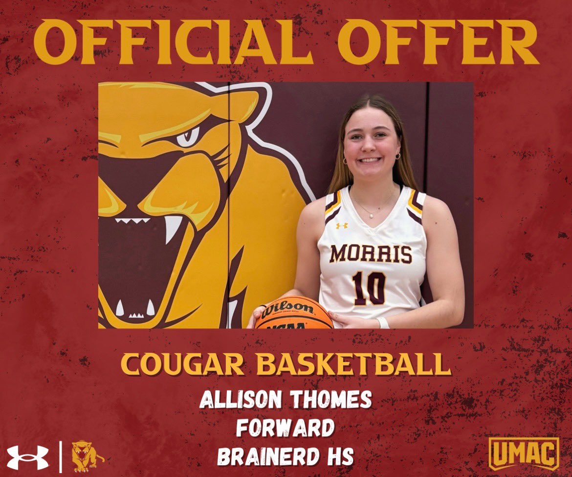 Allison Thomes (@allisonthomes) on Twitter photo I want to send a huge thank you to <a href="/CoachTimGrove/">Coach Grove</a>, Coach Lu and players for an amazing visit yesterday at UofM Morris! I’m excited to have received an official offer from them! <a href="/CougsWBB/">Minnesota Morris WBB</a> I want to send a huge thank you to <a href="/CoachTimGrove/">Coach Grove</a>, Coach Lu and players for an amazing visit yesterday at UofM Morris! I’m excited to have received an official offer from them! <a href="/CougsWBB/">Minnesota Morris WBB</a>