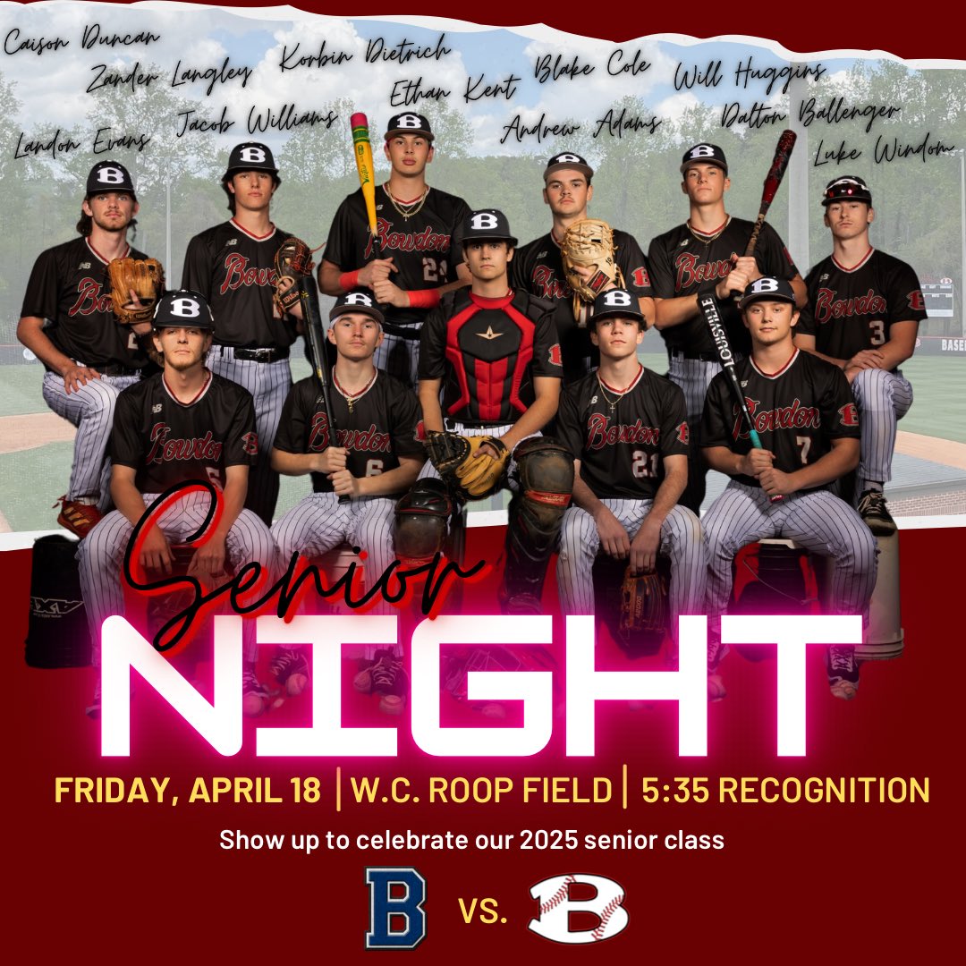 Big night coming up Friday as we celebrate a great group of seniors. Come out early to celebrate our seniors before the game.