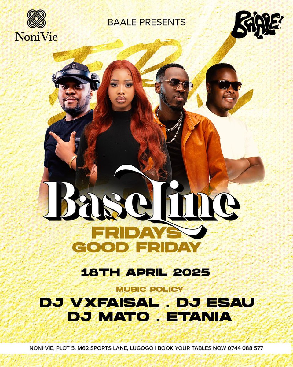 djvxfaisal's tweet photo. A fresh wave is hitting the city. New night. New energy. New groove. Baseline fridays start 18th April at Noni Vie. Your weekends can never be the same 🥳🤩🎶

#BaselineAtNoniVie #PartyWithBaale #KampalaTurnUp https://t.co/775huRWFC6