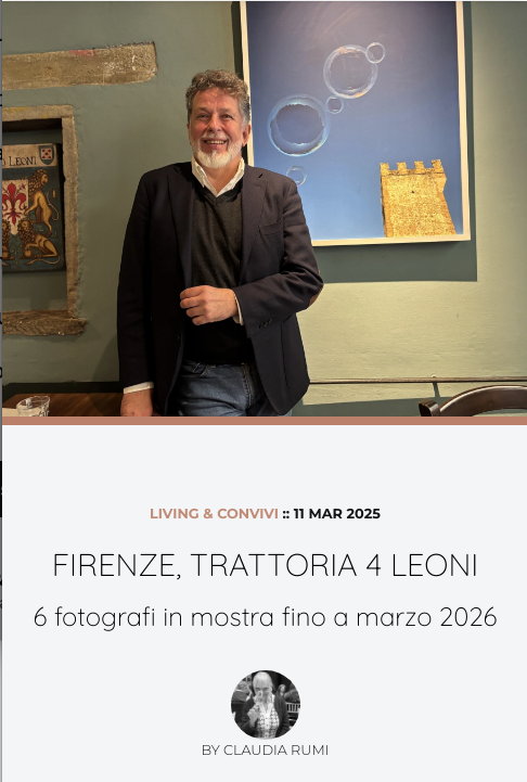 <a href="/FoodMoodMag/">FoodMoodMag</a> ha dedicato un bell'articolo al ciclo di sei mostre fotografiche "Tracce Fiorentine", per tutto l'anno alla Trattoria 4 Leoni di Firenze. Fino a fine mese, trovate gli scatti di Franco Cammarata, che ha dato il via al progetto. Info su: 
foodmoodmag.it/read/firenze-t…