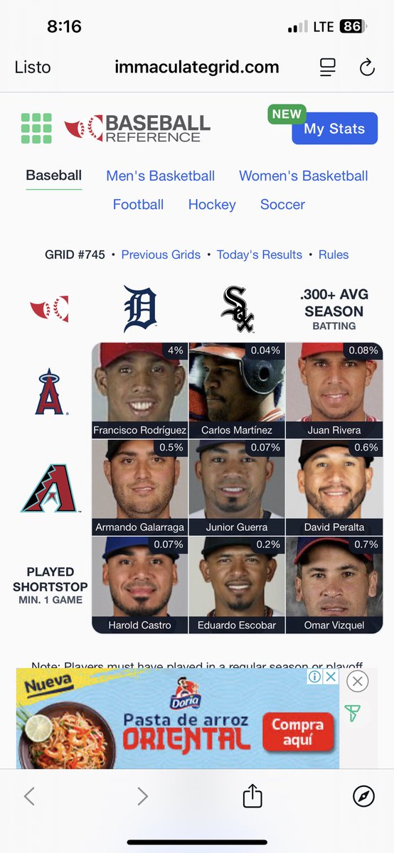Os_cor21's tweet photo. ⚾️ Immaculate Grid 745 9/9:
Rarity: 7
IMMACULATE!
🟩🟩🟩
🟩🟩🟩
🟩🟩🟩
Play at:
https://t.co/wmHTlsZ1E5 https://t.co/t8vEBRpeXd