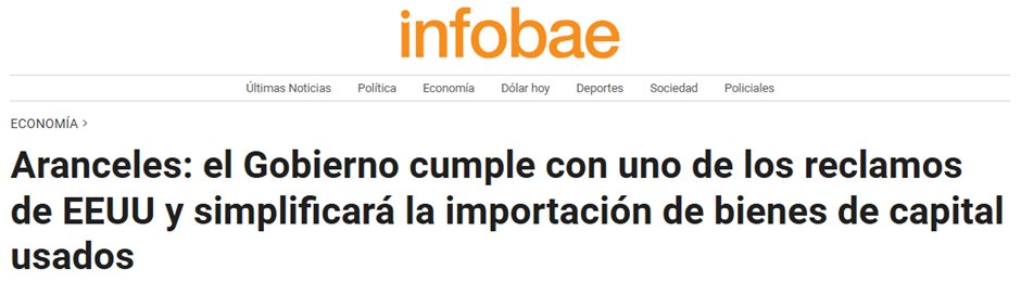 El mismo día que el secretario del Tesoro de Estados Unidos visitó Argentina, el Gobierno Nacional decidió eliminar el CIBU: un certificado que restringía la importación de bienes de capital producidos localmente, como sembradoras, tractores, pulverizadoras y cosechadoras, entre